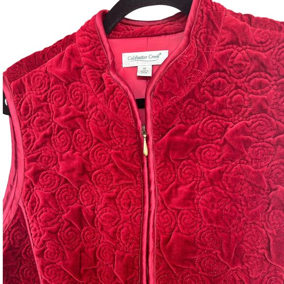 Coldwater Creek Women's Red Spiral Embroidered Cotton Vest Size 1X Plus - Picture 3 of 8